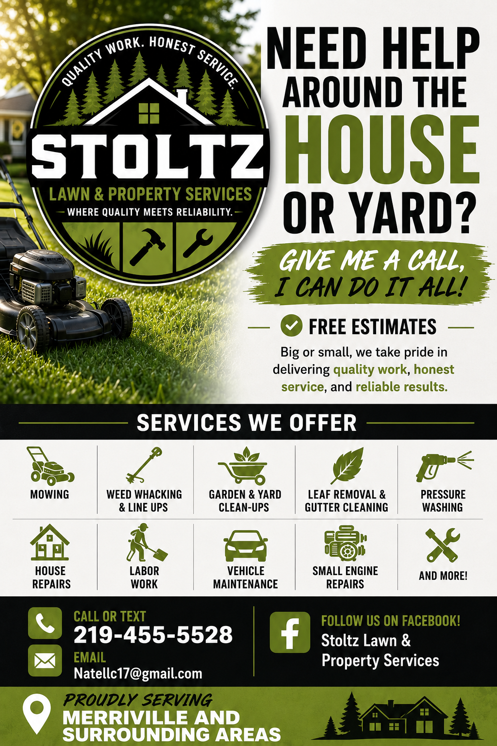 Stoltz Lawn & Property Services promotional flyer